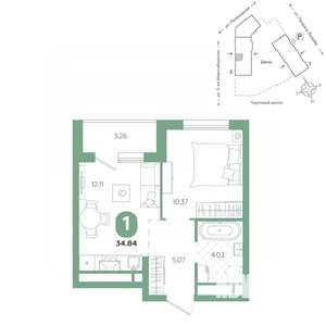 1-к квартира, вторичка, 35м2, 22/24 этаж