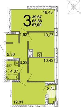 2-к квартира, вторичка, 68м2, 3/10 этаж