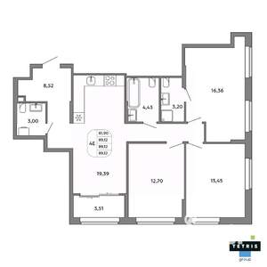 4-к квартира, вторичка, 89м2, 29/32 этаж