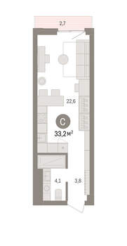 Студия квартира, вторичка, 33м2, 10/25 этаж