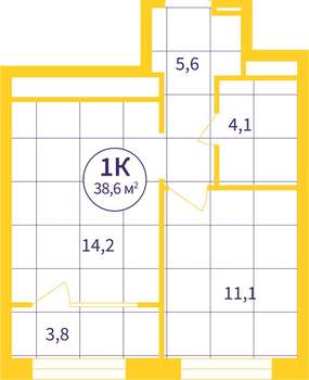 1-к квартира, вторичка, 37м2, 13/25 этаж