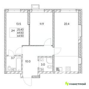 2-к квартира, вторичка, 65м2, 21/31 этаж