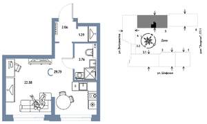 Студия квартира, строящийся дом, 30м2, 2/24 этаж