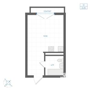 Студия квартира, вторичка, 25м2, 2/4 этаж