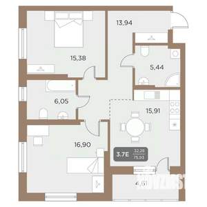 3-к квартира, вторичка, 76м2, 7/24 этаж