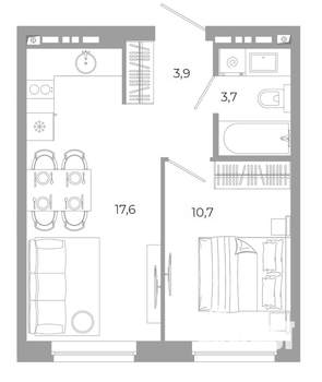 1-к квартира, вторичка, 36м2, 11/12 этаж