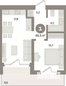 1-к квартира, вторичка, 49м2, 5/24 этаж