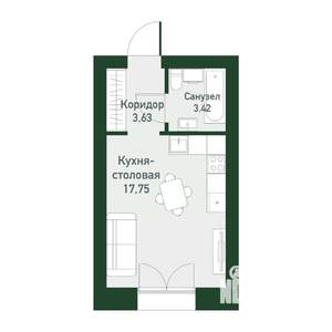 Студия квартира, вторичка, 23м2, 1/4 этаж