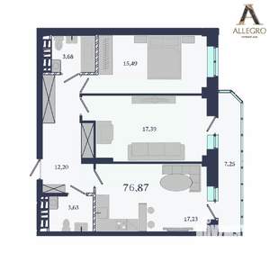 2-к квартира, строящийся дом, 77м2, 12/19 этаж