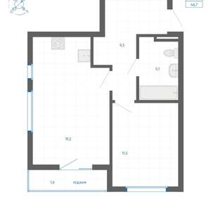 1-к квартира, вторичка, 47м2, 8/32 этаж
