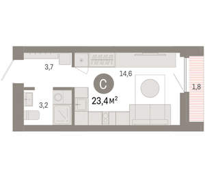 Студия квартира, вторичка, 23м2, 7/16 этаж