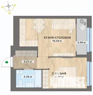 1-к квартира, вторичка, 44м2, 21/29 этаж