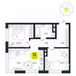 3-к квартира, вторичка, 50м2, 14/27 этаж
