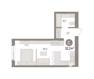 Студия квартира, вторичка, 32м2, 5/15 этаж