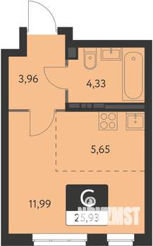 Студия квартира, вторичка, 26м2, 17/17 этаж