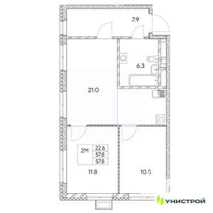 2-к квартира, вторичка, 58м2, 17/31 этаж