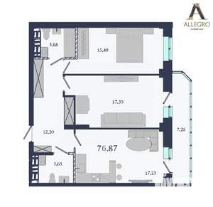 2-к квартира, строящийся дом, 77м2, 14/19 этаж