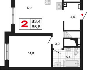 3-к квартира, вторичка, 86м2, 28/15 этаж