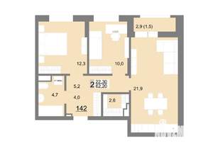 2-к квартира, вторичка, 62м2, 17/26 этаж