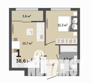 1-к квартира, строящийся дом, 39м2, 9/17 этаж