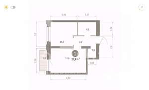 1-к квартира, строящийся дом, 37м2, 4/8 этаж
