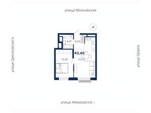 1-к квартира, вторичка, 44м2, 19/30 этаж