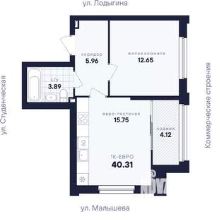 1-к квартира, вторичка, 40м2, 19/33 этаж
