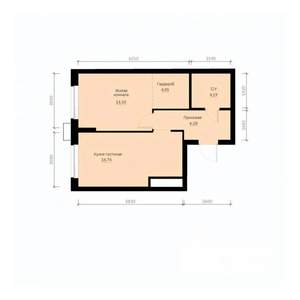 1-к квартира, строящийся дом, 44м2, 22/30 этаж