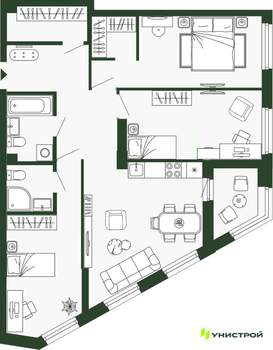 3-к квартира, вторичка, 89м2, 6/34 этаж