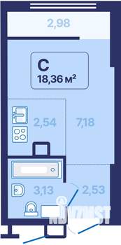 Студия квартира, вторичка, 18м2, 3/27 этаж