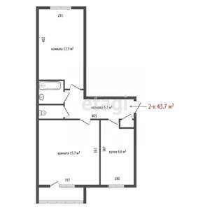 2-к квартира, вторичка, 44м2, 2/5 этаж