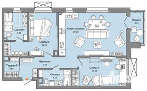 3-к квартира, вторичка, 79м2, 2/9 этаж