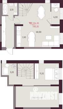 Студия квартира, вторичка, 64м2, 16/25 этаж