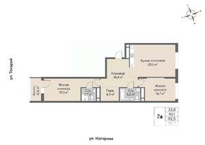 2-к квартира, вторичка, 93м2, 23/28 этаж