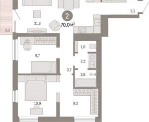 2-к квартира, вторичка, 70м2, 6/8 этаж