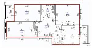 3-к квартира, вторичка, 80м2, 2/19 этаж