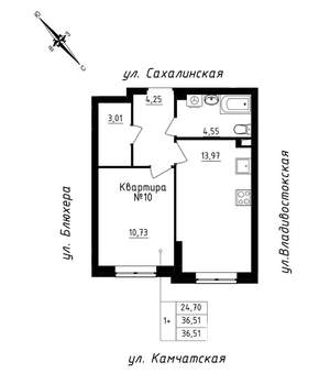 1-к квартира, строящийся дом, 37м2, 1/25 этаж