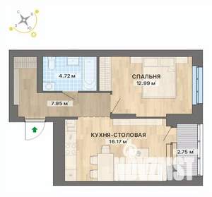 1-к квартира, вторичка, 45м2, 11/25 этаж