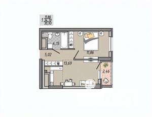 1-к квартира, сданный дом, 36м2, 28/31 этаж