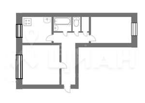 2-к квартира, вторичка, 49м2, 1/2 этаж