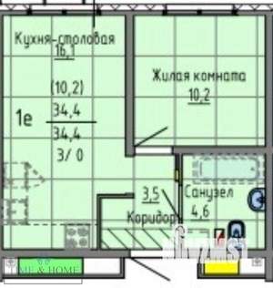 1-к квартира, вторичка, 34м2, 2/25 этаж