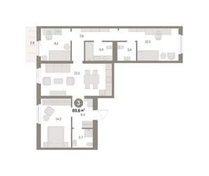 3-к квартира, вторичка, 90м2, 3/9 этаж