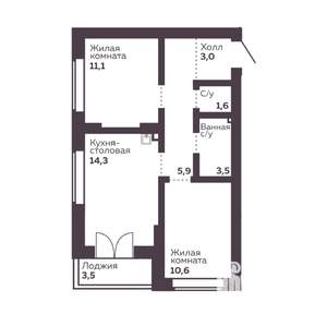 2-к квартира, вторичка, 50м2, 8/30 этаж