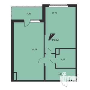 1-к квартира, вторичка, 51м2, 17/25 этаж