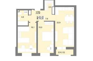 2-к квартира, вторичка, 70м2, 20/26 этаж