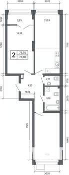 2-к квартира, вторичка, 77м2, 15/24 этаж