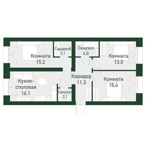 3-к квартира, вторичка, 86м2, 2/4 этаж