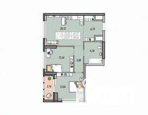 2-к квартира, строящийся дом, 65м2, 24/33 этаж