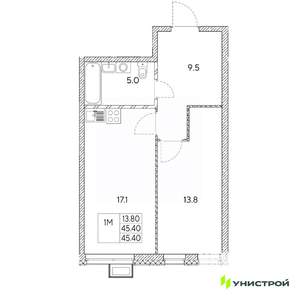 1-к квартира, вторичка, 45м2, 15/31 этаж
