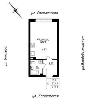 Студия квартира, строящийся дом, 27м2, 3/25 этаж